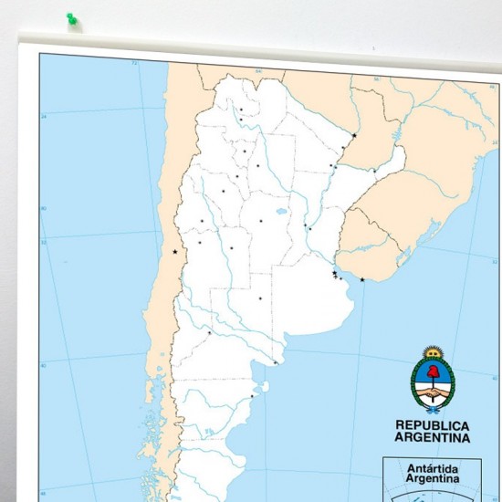 Mapa Argentina Mudo en lona de 80 x 120 cms. listo para colgar