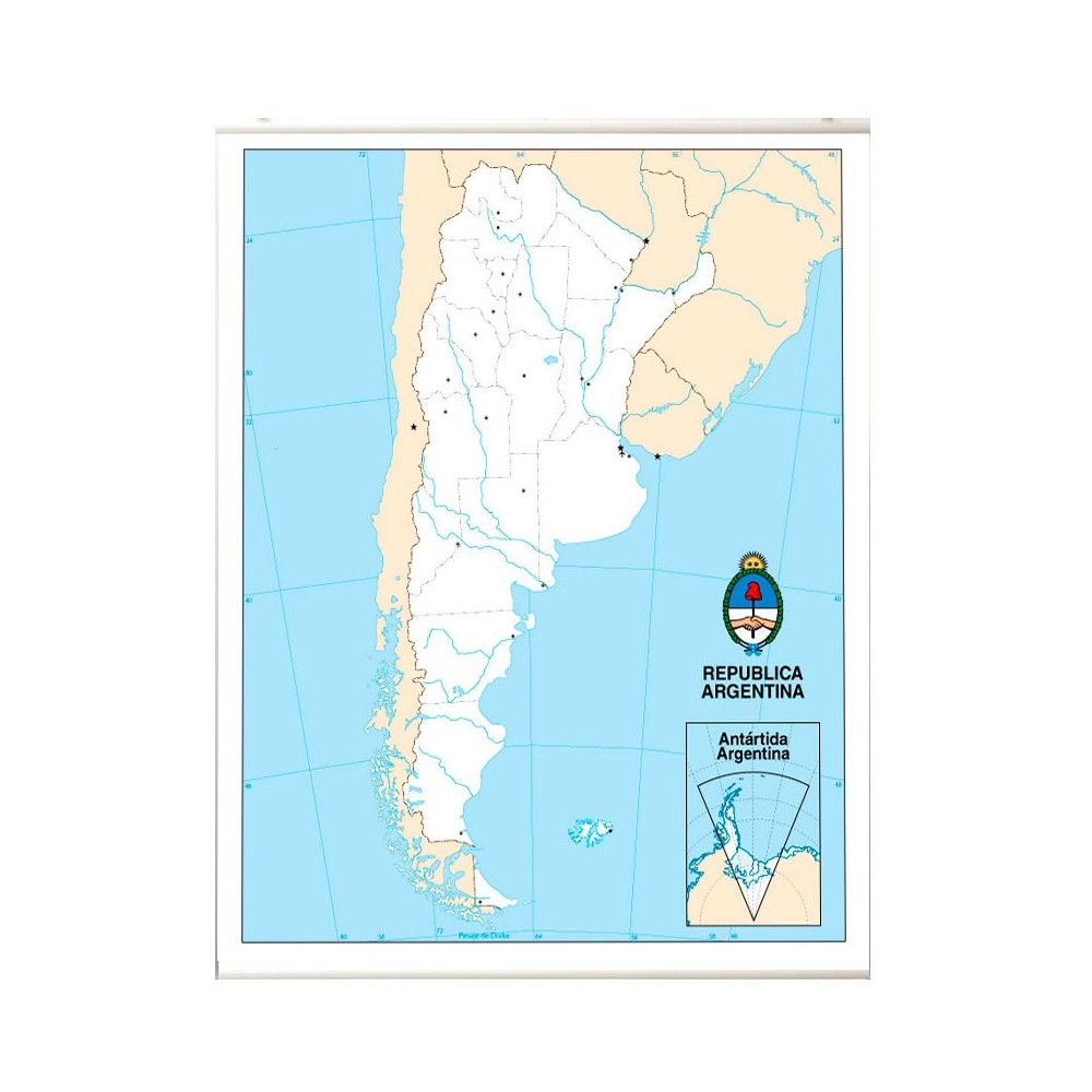 Mapa Argentina Mudo en lona de 80 x 120 cms. listo para colgar Mapa Argentina Mudo en lona de 80 x 120 cms. listo para colgar