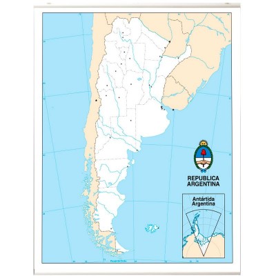Mapa Argentina Mudo en lona de 80 x 120 cms. listo para colgar