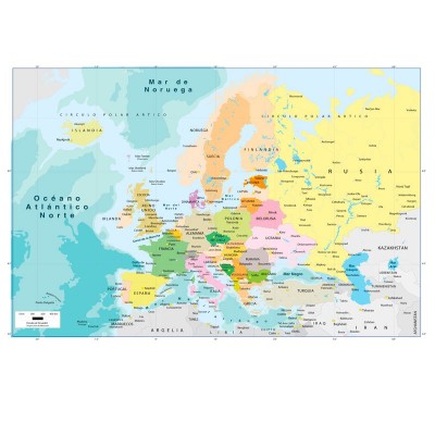 Mapa de Europa político en lona de 100 x 70 cms. listo para colgar