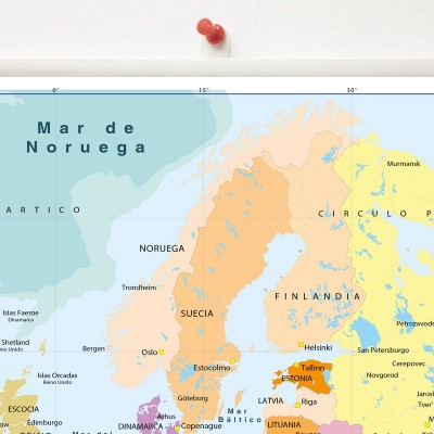 Mapa de Europa político en lona de 100 x 70 cms. listo para colgar