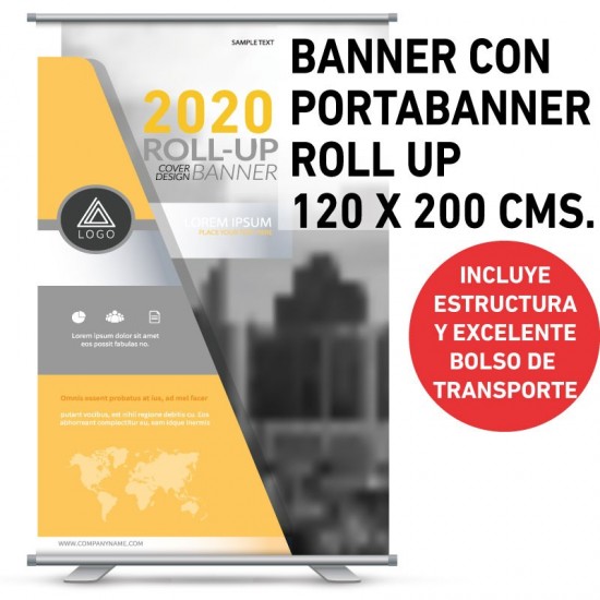 Banner roll up 120 x 200 cms.
