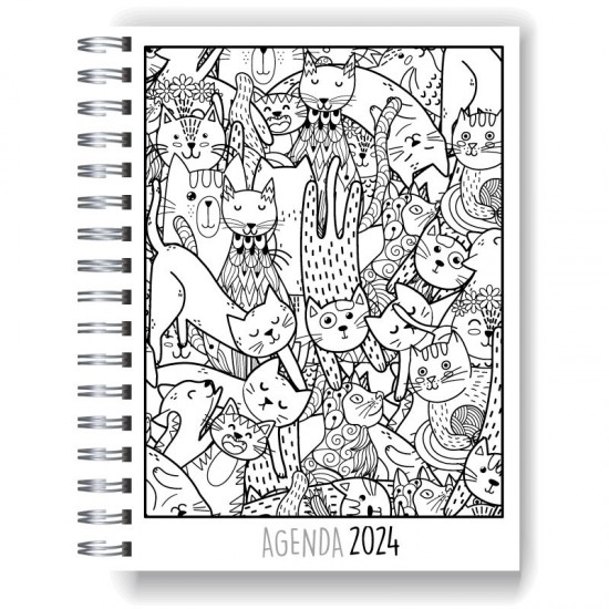 Agenda 2024 tapa dura mod. 5024 "Cats" en caja para regalo
