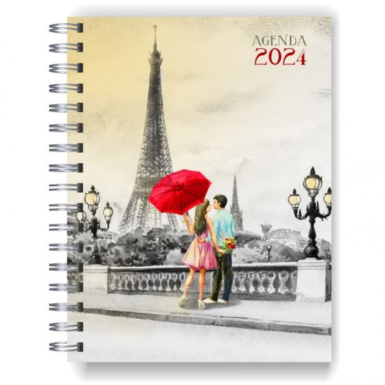 Agenda 2024 tapa dura mod. 5033 "Red umbrella" en caja para regalo