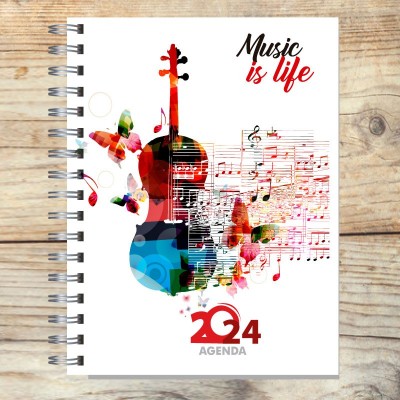 Agenda 2024 tapa dura mod. 5069 "Music is life" en caja para regalo