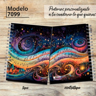 Cuaderno A4 tapa dura pentagramado 7099