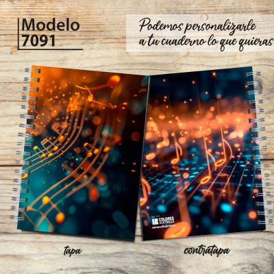 Cuaderno A4 tapa dura pentagramado 7091