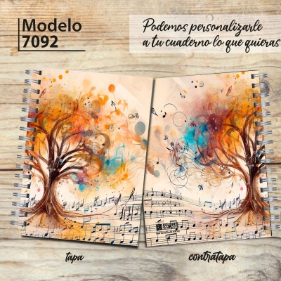 Cuaderno A4 tapa dura pentagramado 7092