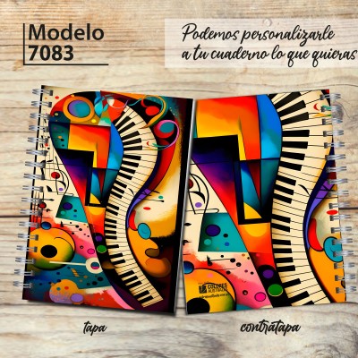 Cuaderno A4 tapa dura pentagramado 7083