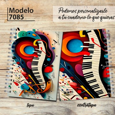 Cuaderno A4 tapa dura pentagramado 7085