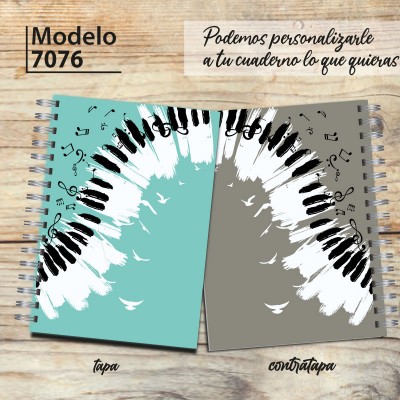 Cuaderno A4 tapa dura pentagramado 7076