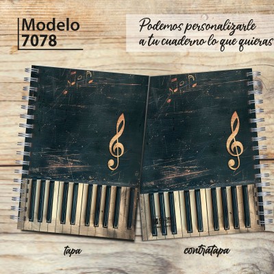 Cuaderno A4 tapa dura pentagramado 7078
