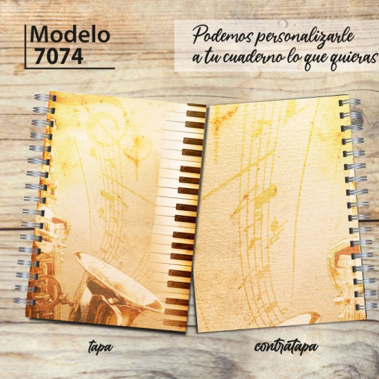 Cuaderno A4 tapa dura pentagramado 7074