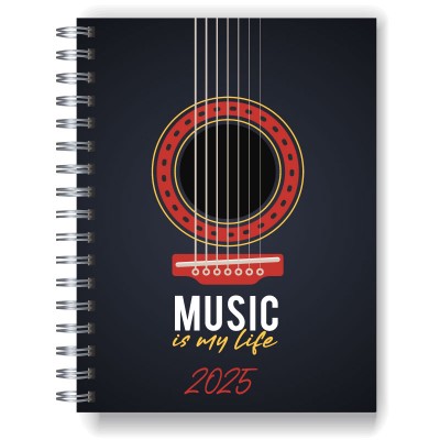 Agenda tapa dura mod. 5019 "Black Guitar" en caja para regalo