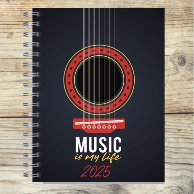 Agenda tapa dura mod. 5019 "Black Guitar" en caja para regalo