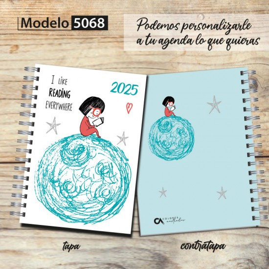 Agenda 2025 tapa dura mod. 5068 "I like reading everywhere" en caja para regalo