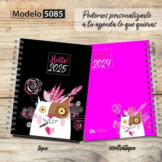 Agenda 2025 tapa dura mod. 5085 "Crazy cat" en caja para regalo