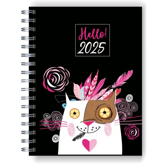 Agenda 2025 tapa dura mod. 5085 "Crazy cat" en caja para regalo