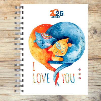 Agenda 2025 tapa dura mod. 5088 "I love you" en caja para regalo