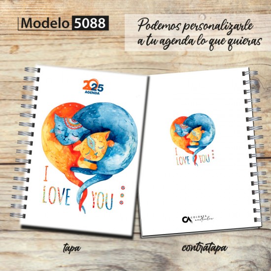 Agenda 2025 tapa dura mod. 5088 "I love you" en caja para regalo