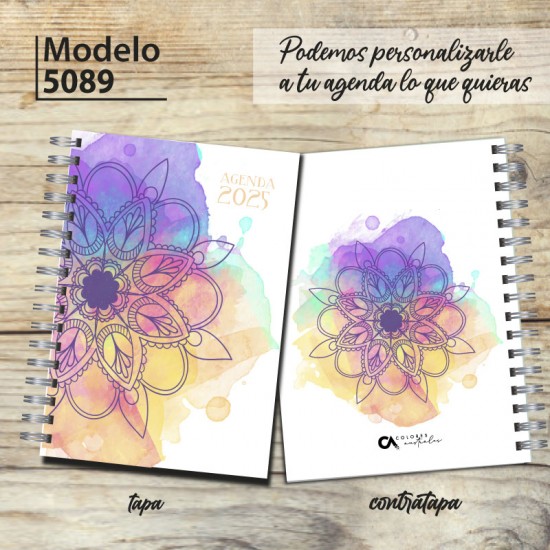 Agenda 2025 tapa dura mod. 5089 "Watercolour Mandala" en caja para regalo