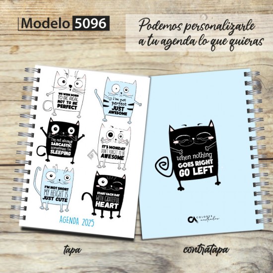 Agenda 2025 tapa dura mod. 5096 "Awesome cats" en caja para regalo