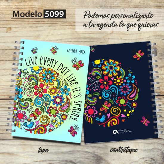 Agenda 2025 tapa dura mod. 5099 "Live every day" en caja para regalo