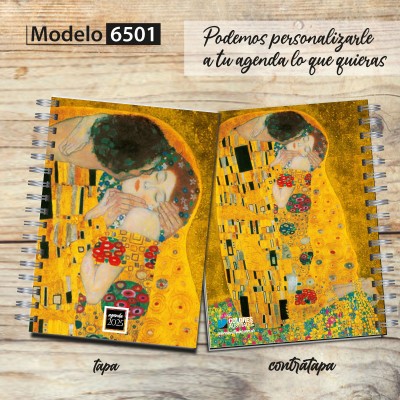 Agenda 2025 tapa dura mod. 6501 "The kiss by Klimt" en caja para regalo