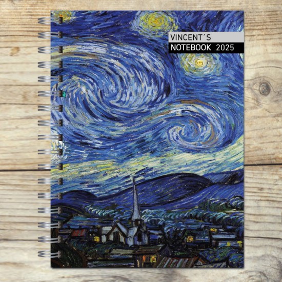 Agenda 2025 tapa dura mod. 6513 "Vincent´s notebook" en caja para regalo