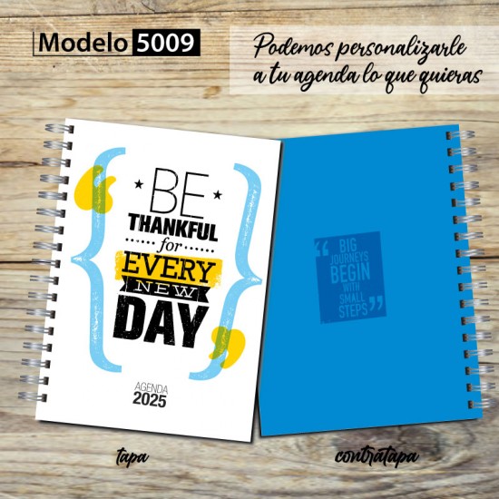 Agenda 2025 tapa dura mod. 5009 "Be Thankful" en caja para regalo