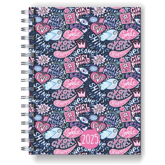 Agenda 2025 tapa dura mod. 5002 "Girls graffiti" en caja para regalo